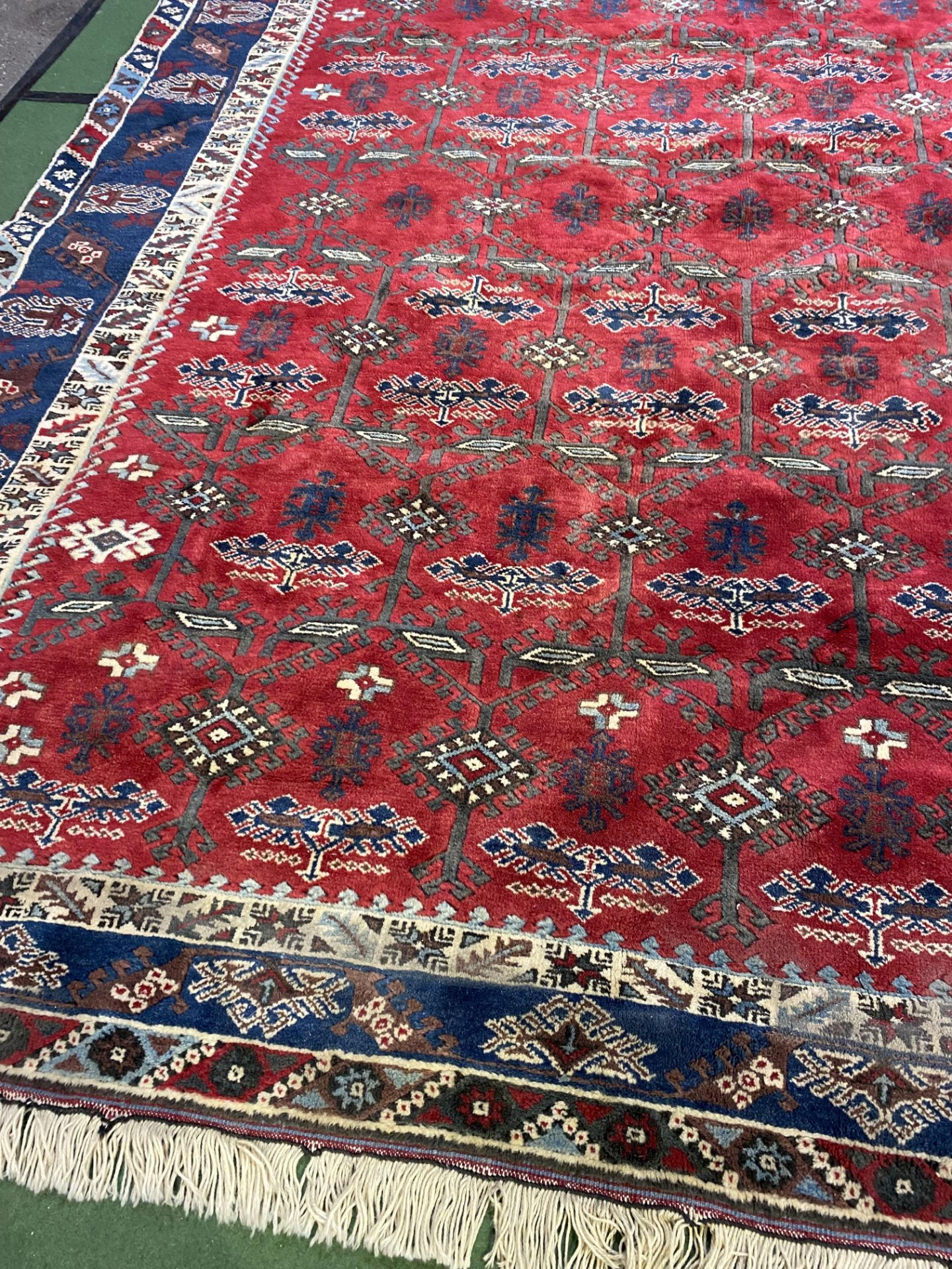 Turkish red ground wool carpet - Image 5 of 9