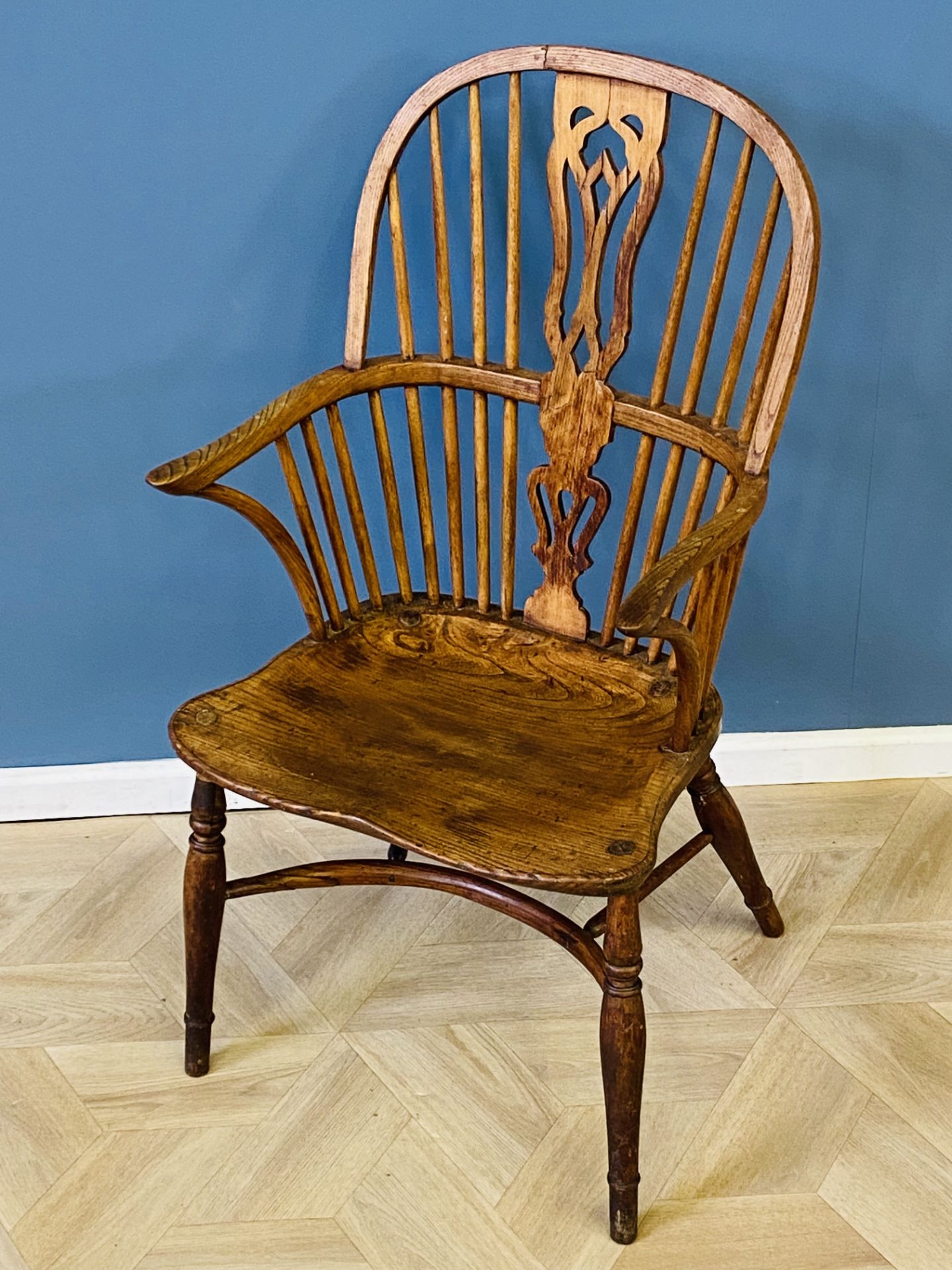 19th century elm country stick back elbow chair - Image 6 of 7
