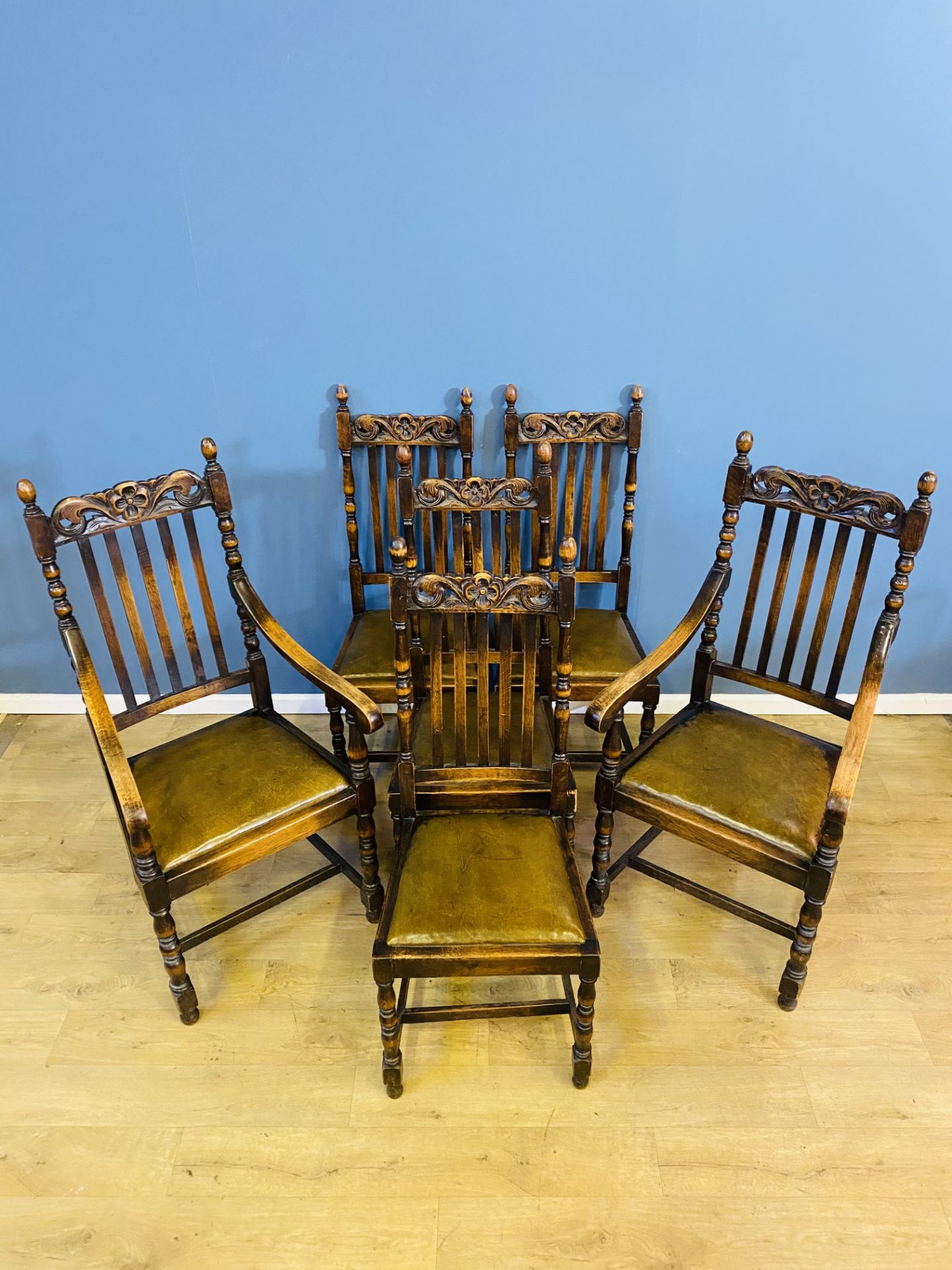 Six carved oak dining chairs - Image 2 of 4