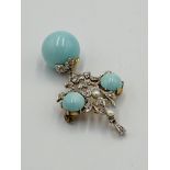 Turquoise and diamond brooch/pendant