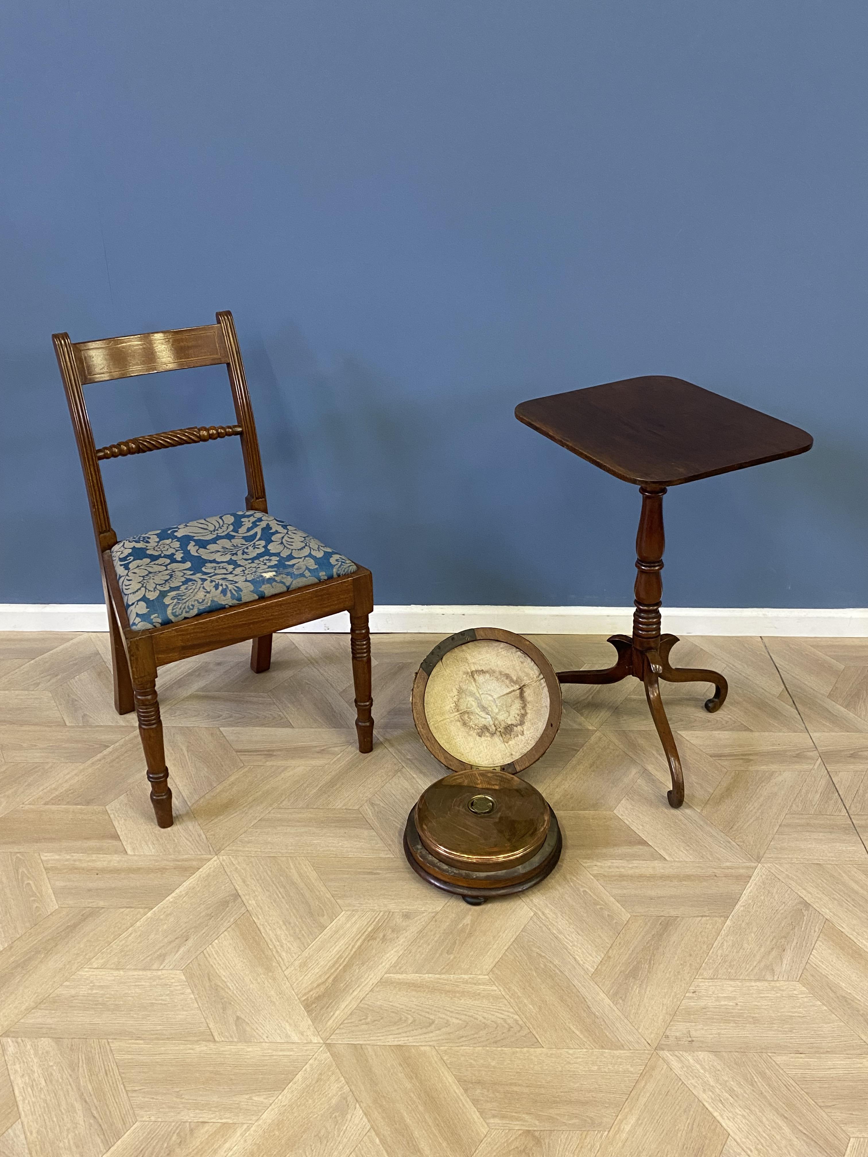 A mahogany side chair and wine table; together with a Victorian foot warmer - Image 3 of 7