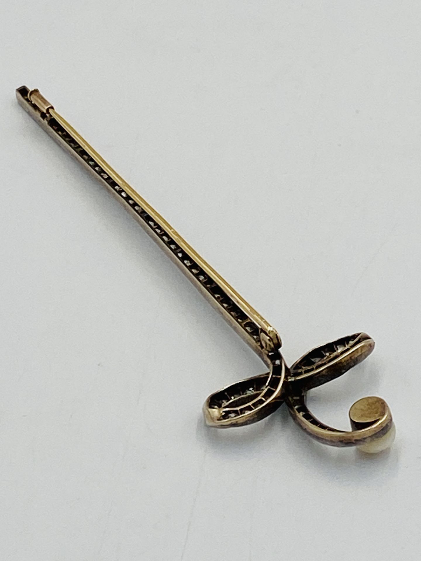 Gold, diamond and pearl brooch - Image 5 of 7