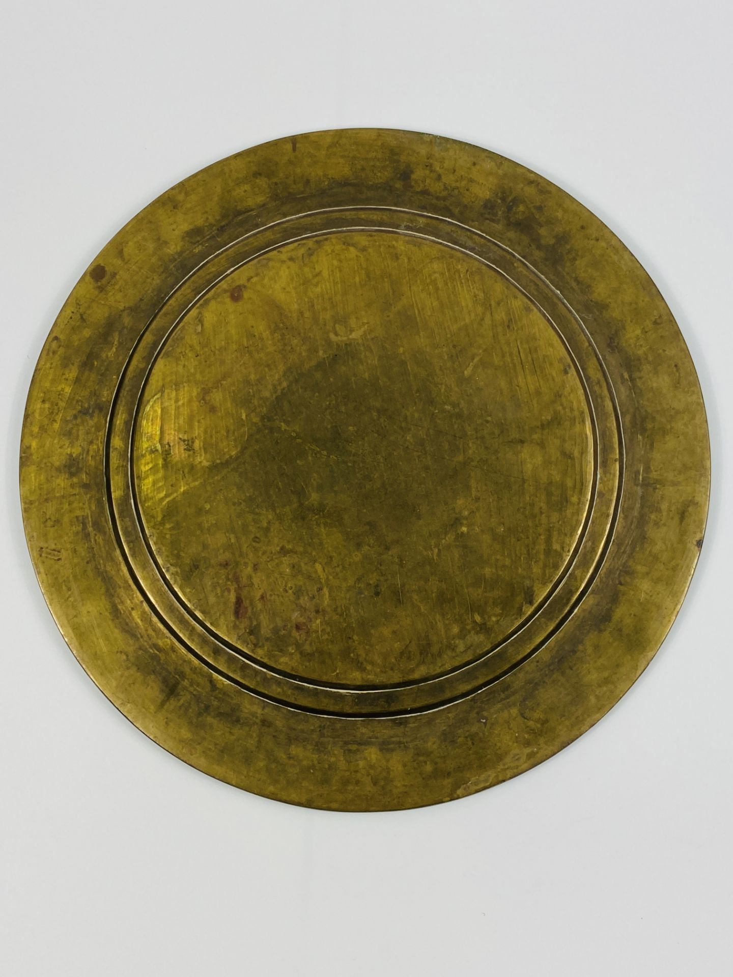 Middle Eastern white metal, copper and brass charger - Image 2 of 6