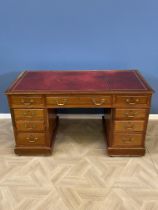 Mahogany three part pedestal desk