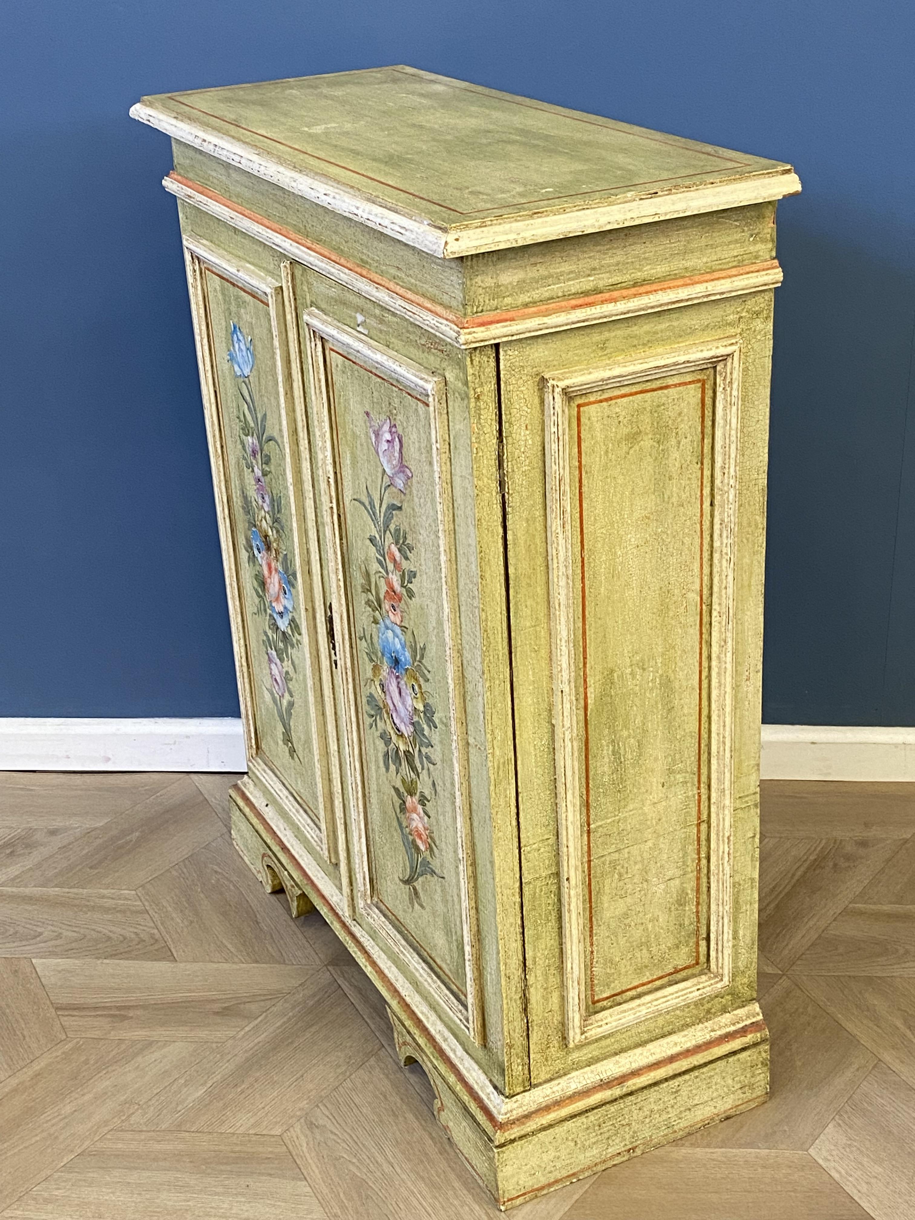 Florentine style apple green paint decorated two door side cabinet - Image 2 of 6