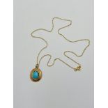 9ct gold necklace with turquoise stone pendant