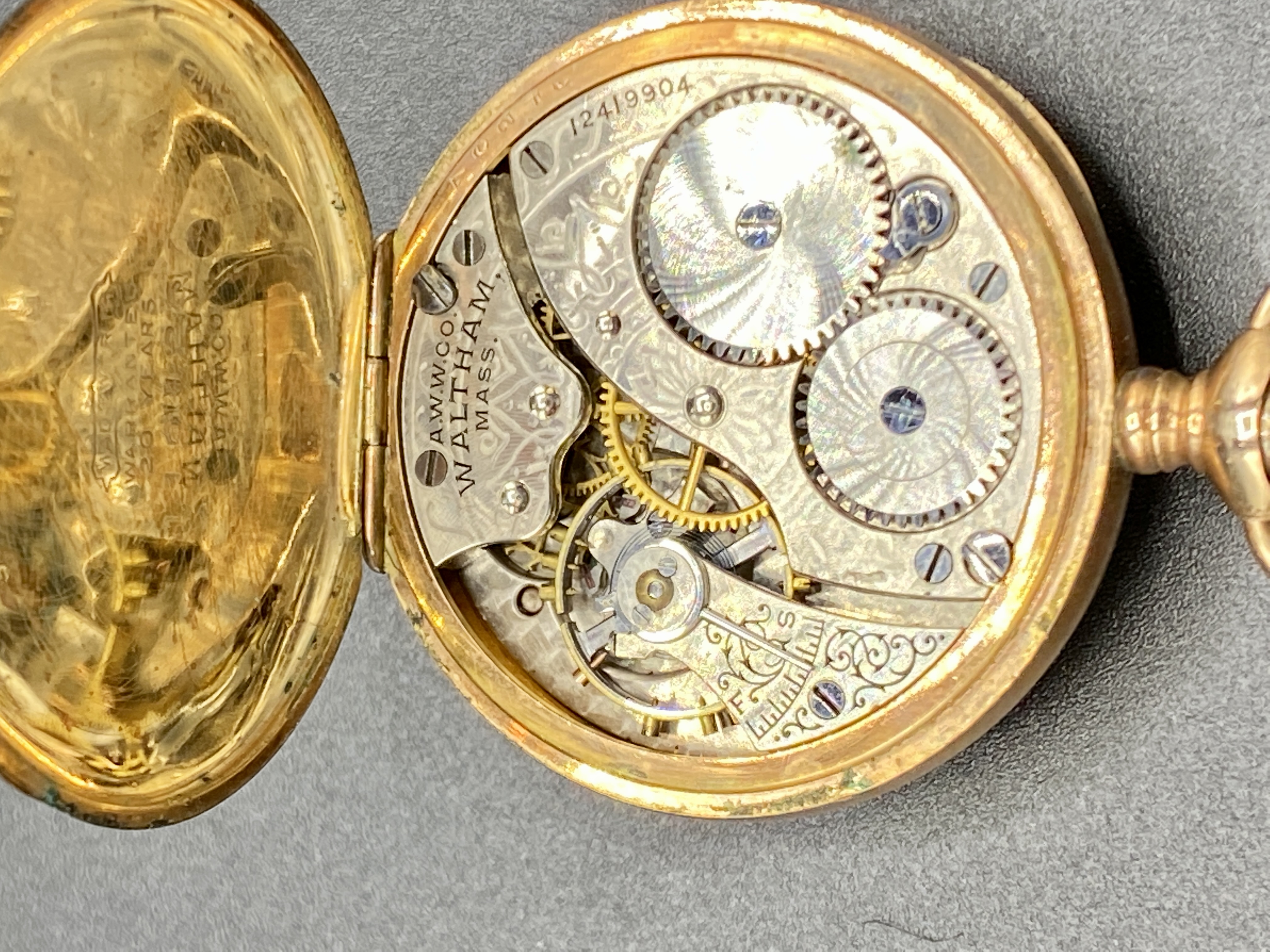 Elgin small gold plated case hunter pocket watch and two others - Image 6 of 8