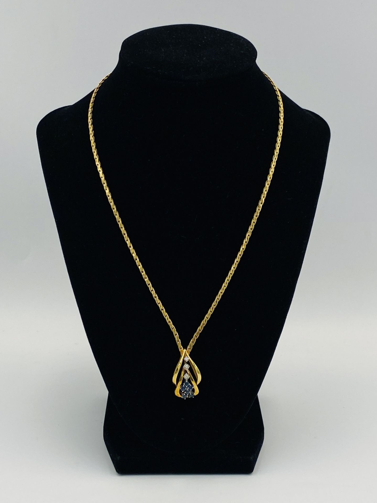 9ct gold, sapphire and diamond necklace - Image 2 of 6