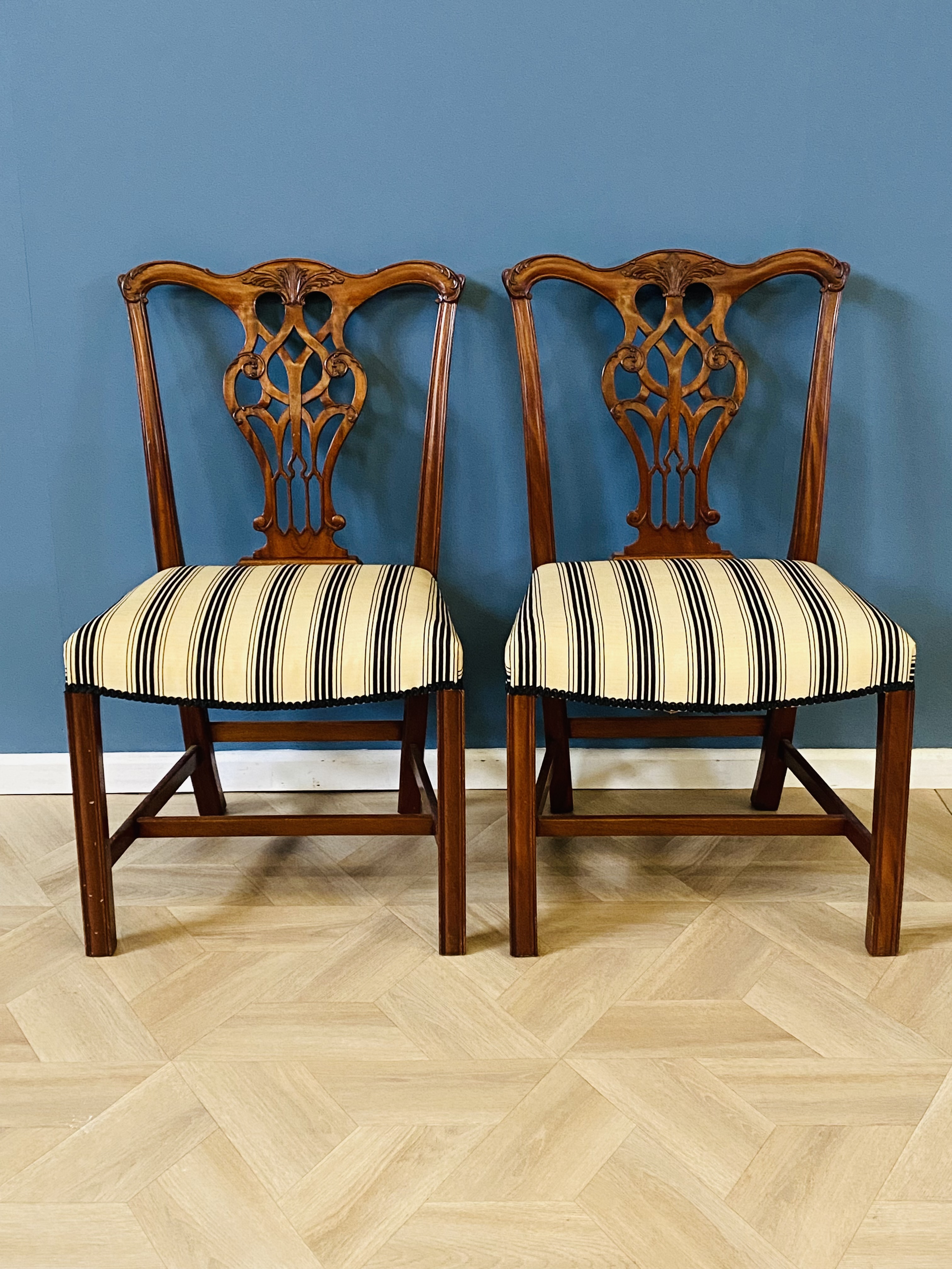 Pair of mahogany Chippendale style side chairs