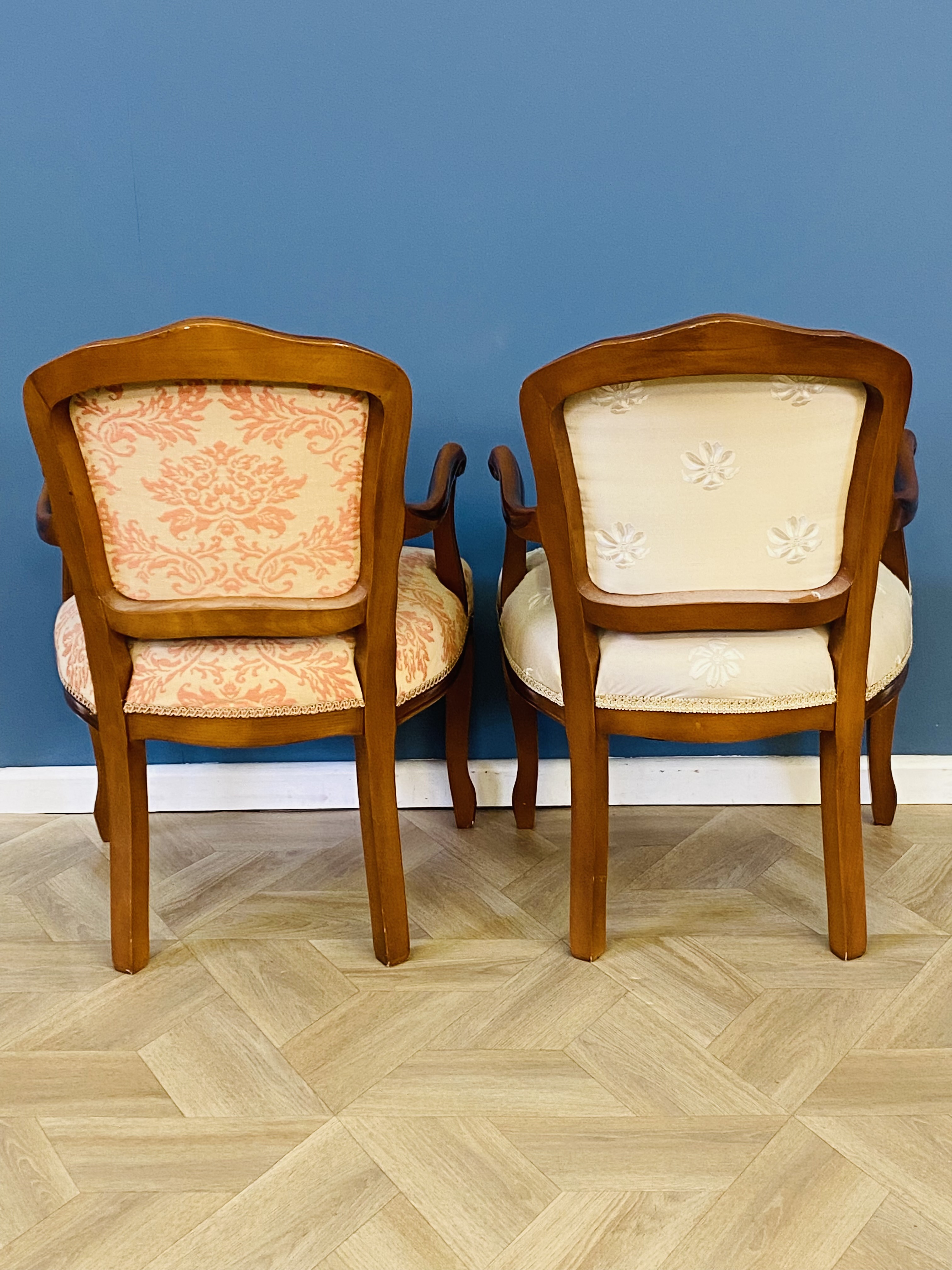 Pair of reproduction French style upholstered elbow chairs - Image 6 of 7