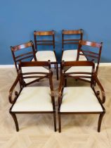 Set of six mahogany Regency style dining chairs