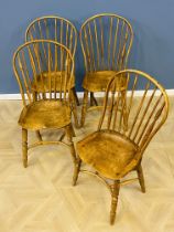 Set of four country spindle back dining chairs