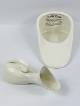 Slipper bedpan and a ceramic bed bottle