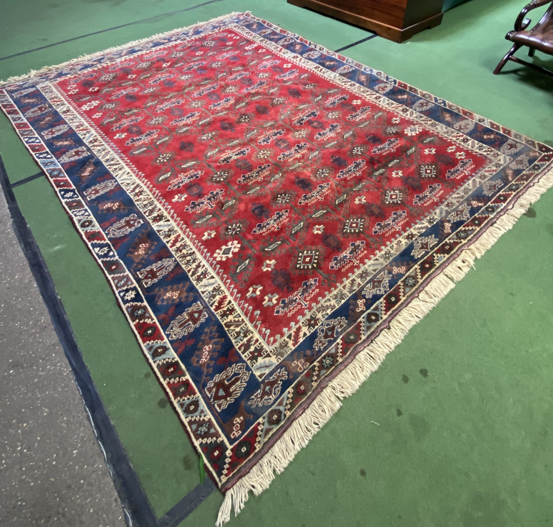 Turkish red ground wool carpet - Image 3 of 9