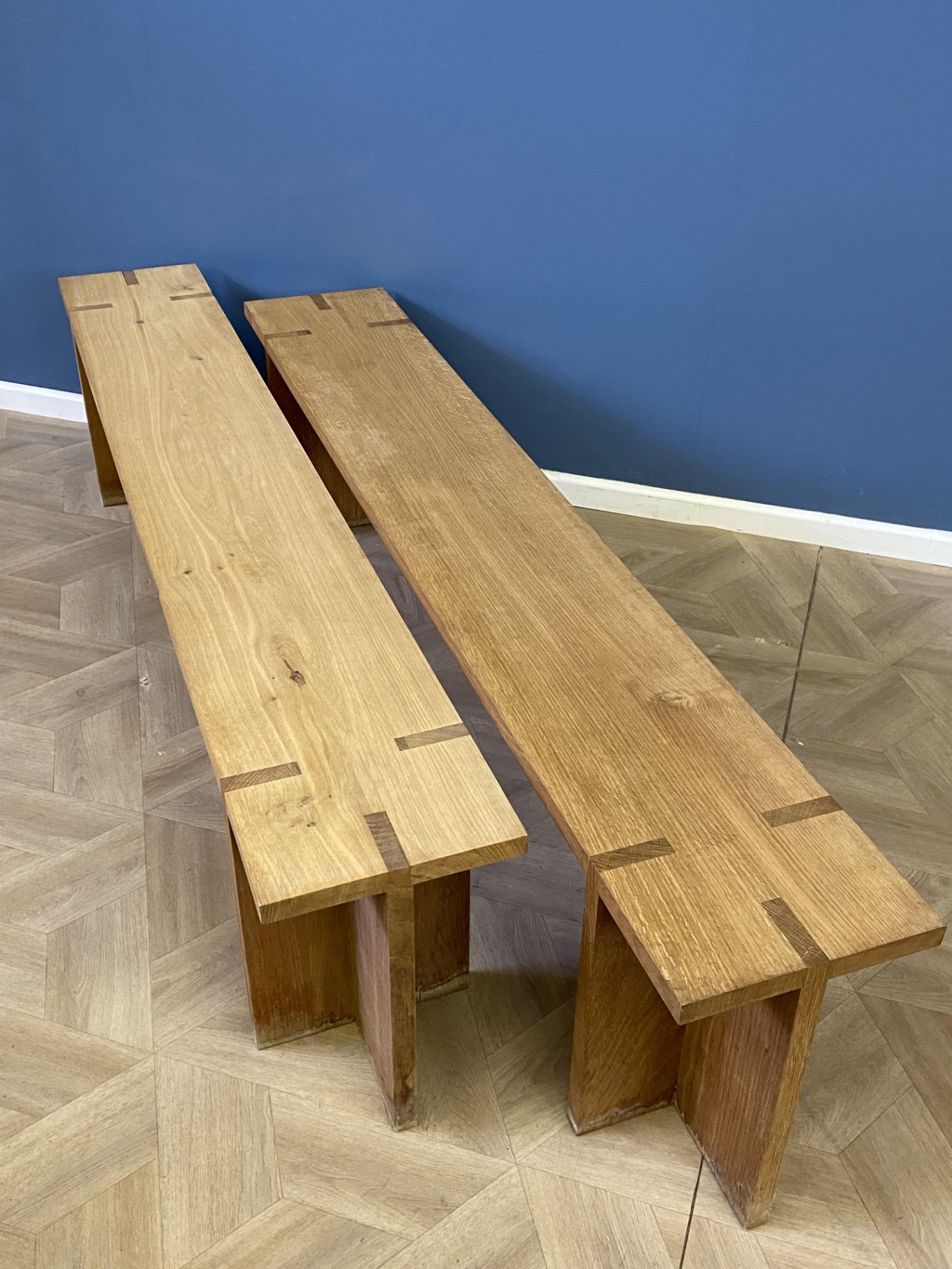 Pair of solid oak pool benches - Image 7 of 7