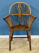 19th century elm country stick back elbow chair