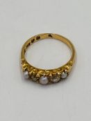 18ct gold, diamond and seed pearl ring