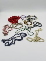 Ten semi precious stone necklaces