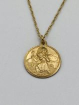 9ct gold St. Christopher on 14ct gold chain