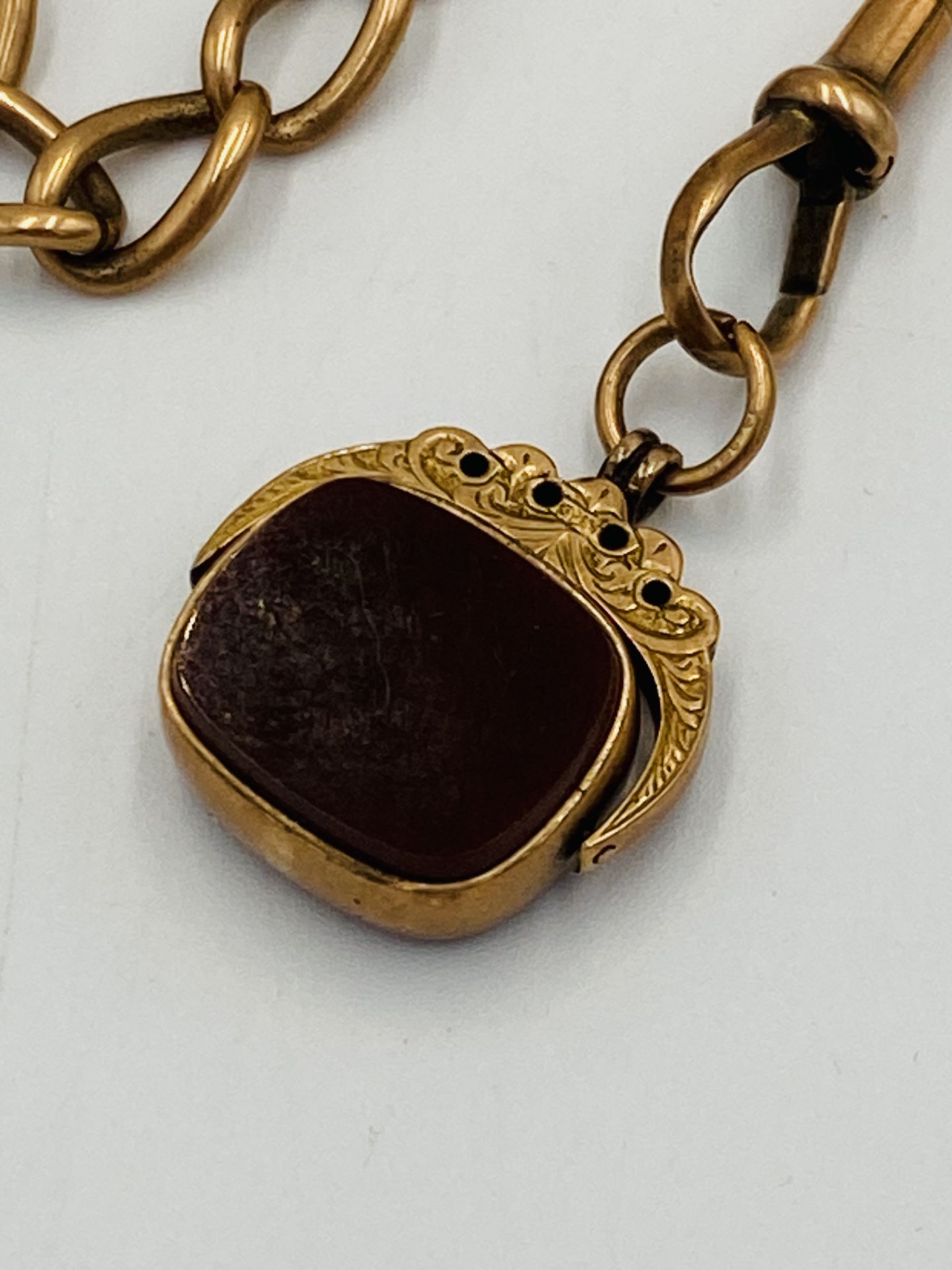 9ct gold fob chain with two fobs - Image 2 of 7