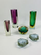 Three Murano glass vases