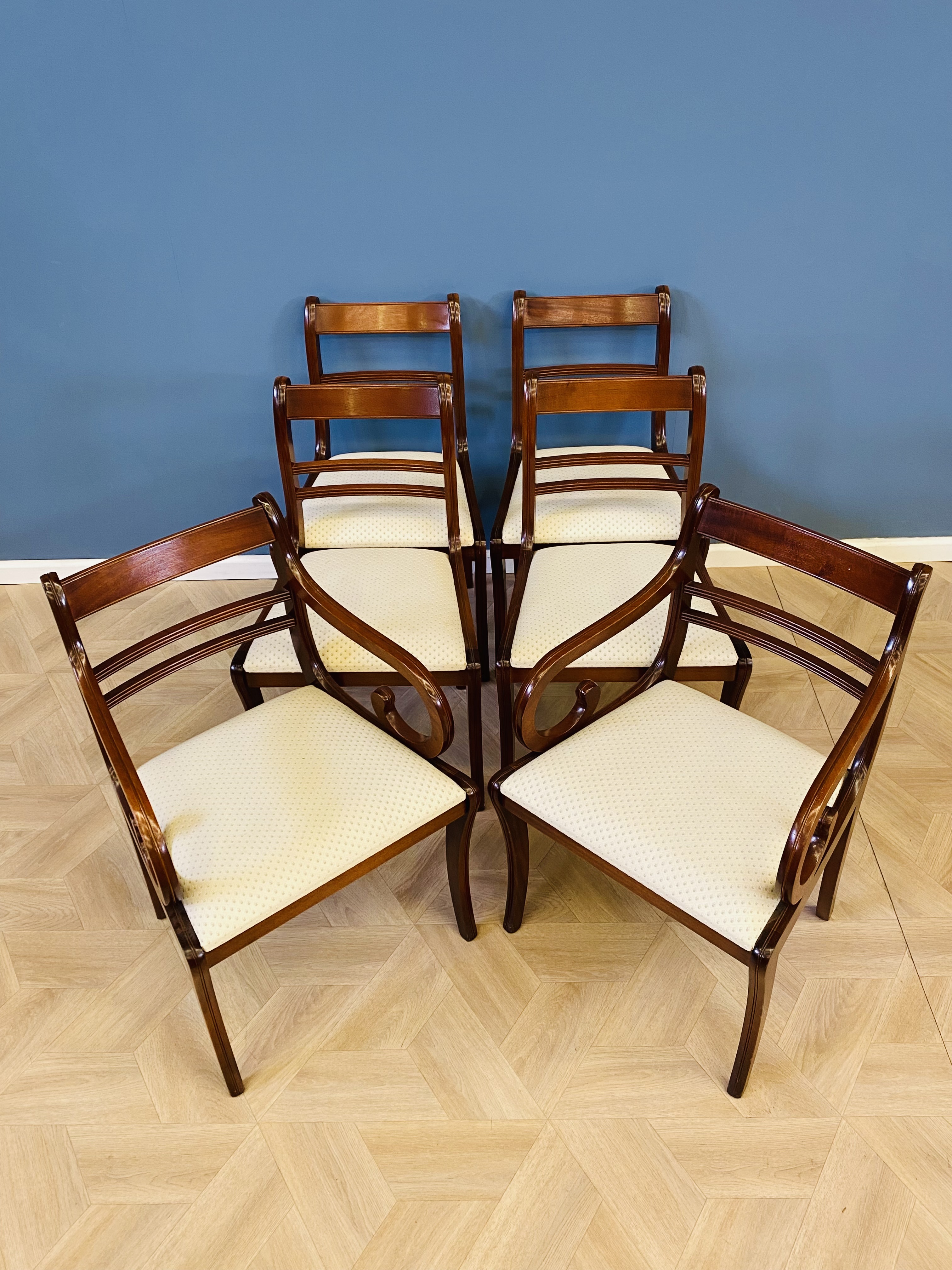 Set of six mahogany Regency style dining chairs - Image 2 of 7