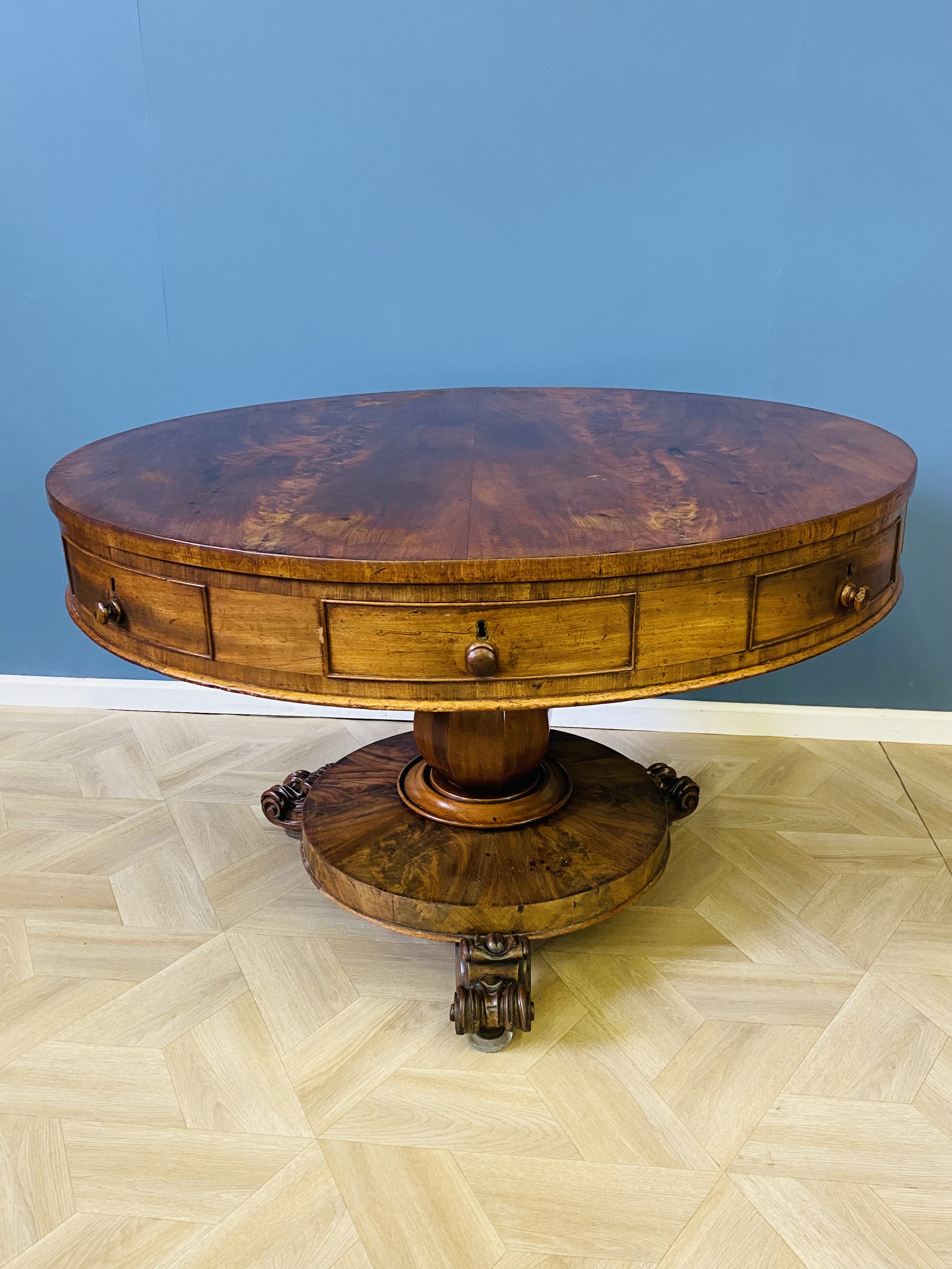 Victorian mahogany circular drum table - Image 8 of 9