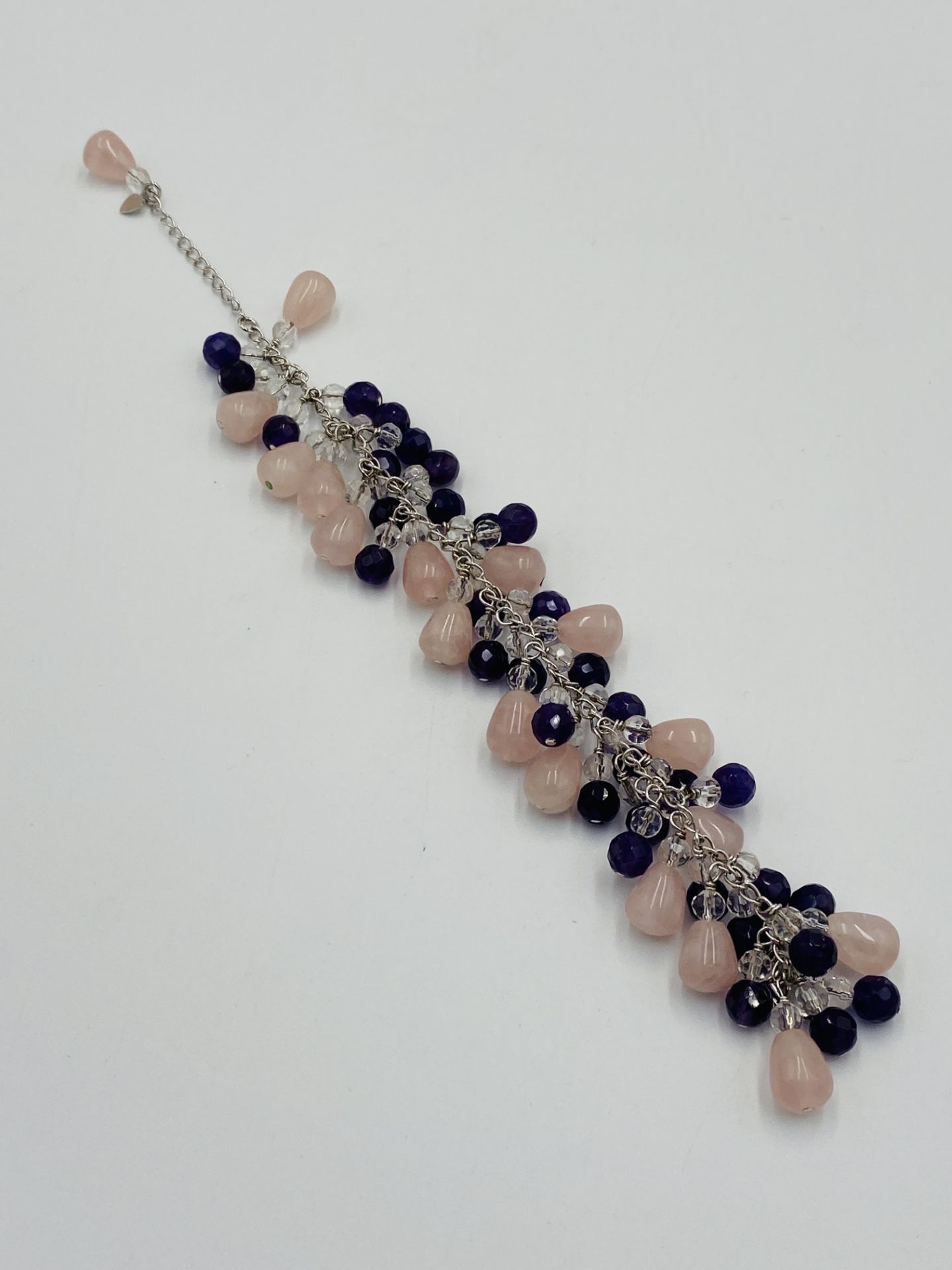 Silver bracelet with amethyst and rose quartz - Image 2 of 4