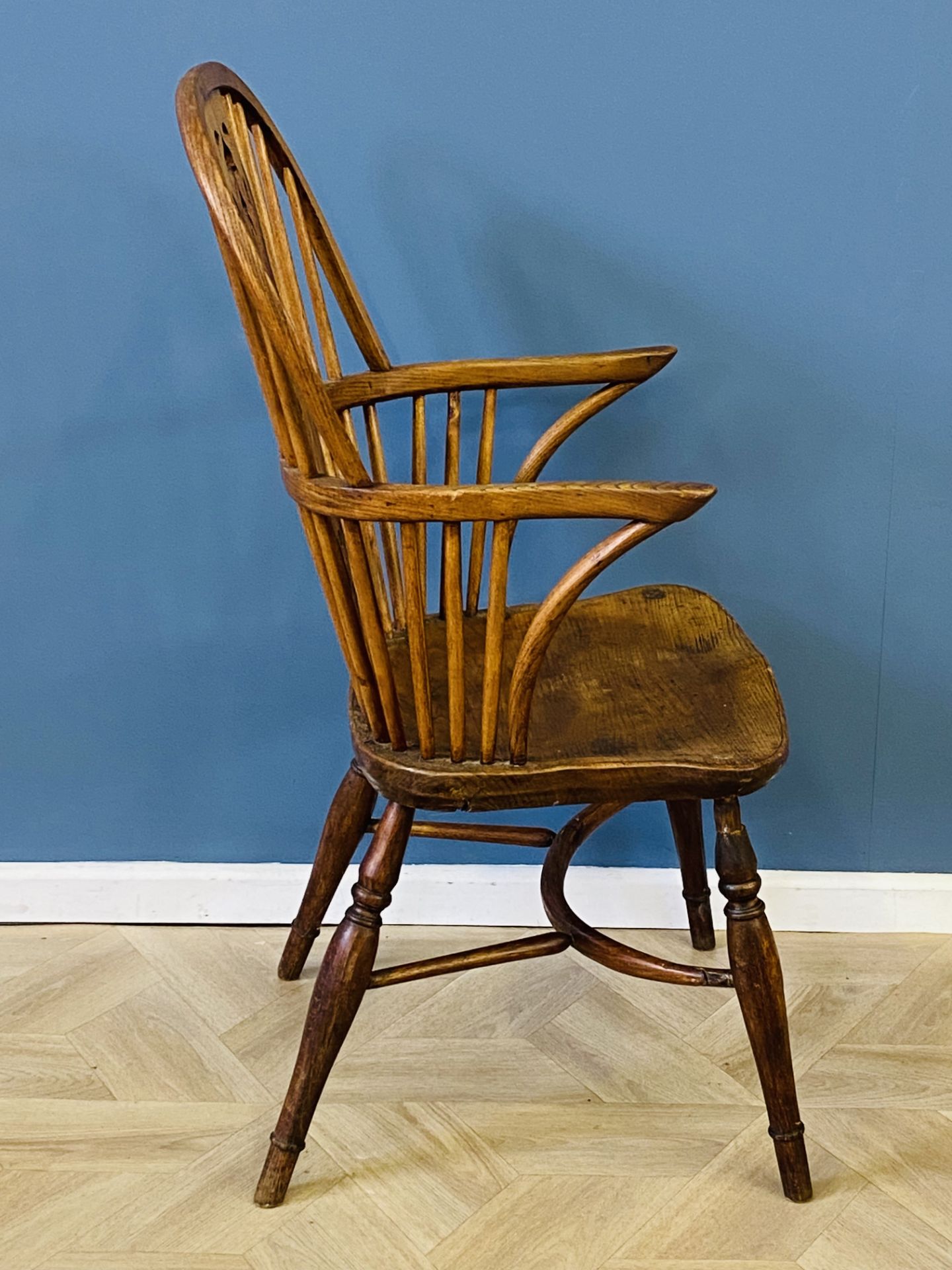 19th century elm country stick back elbow chair - Image 5 of 7