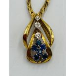 9ct gold, sapphire and diamond necklace