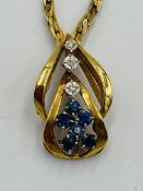 9ct gold, sapphire and diamond necklace