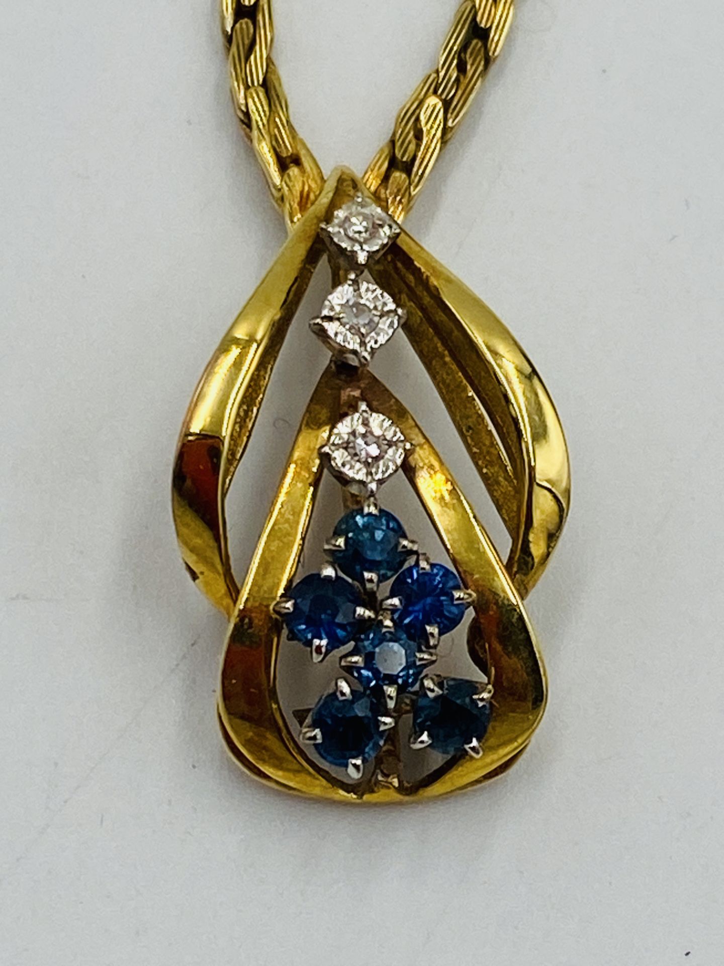 9ct gold, sapphire and diamond necklace