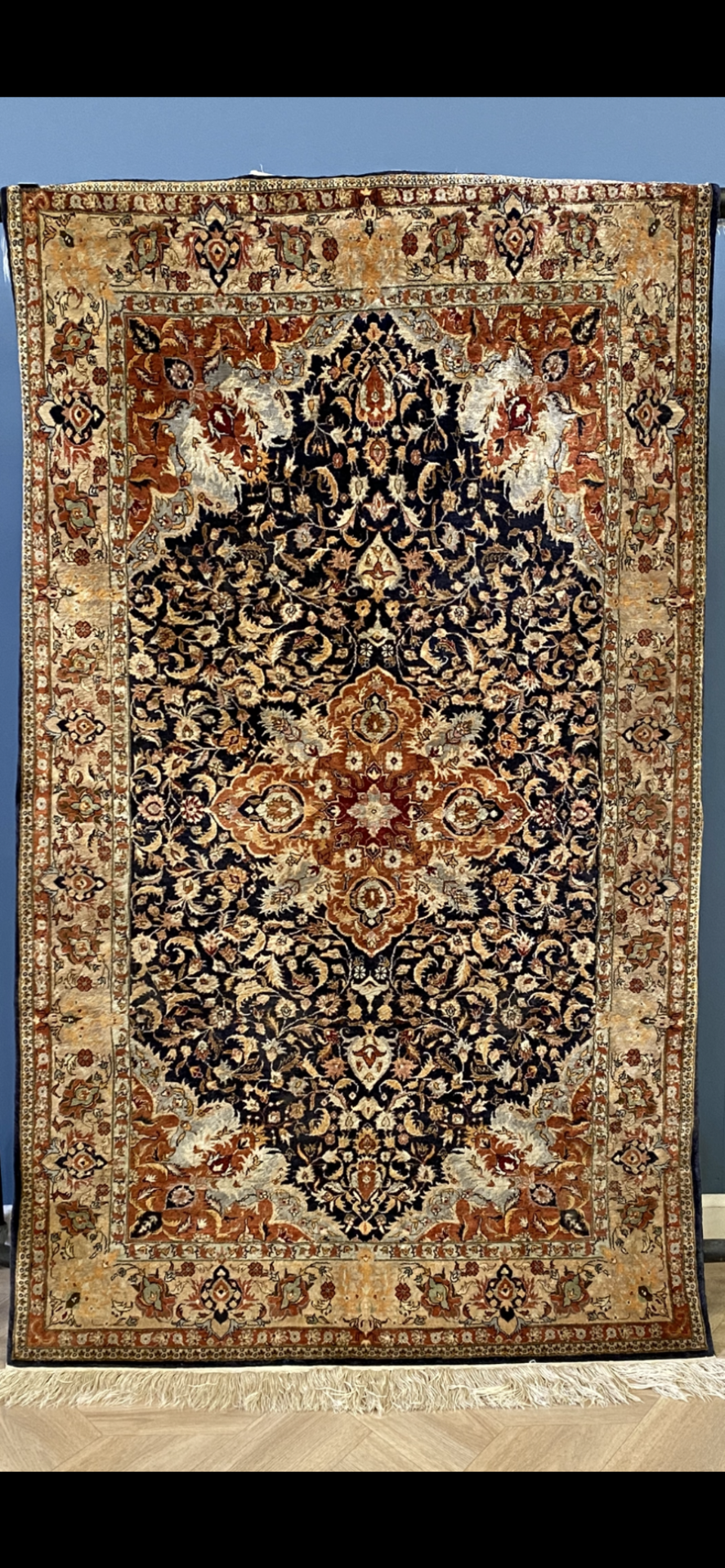 Blue ground silk rug - Image 3 of 4
