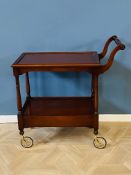 Mahogany two tier serving trolley