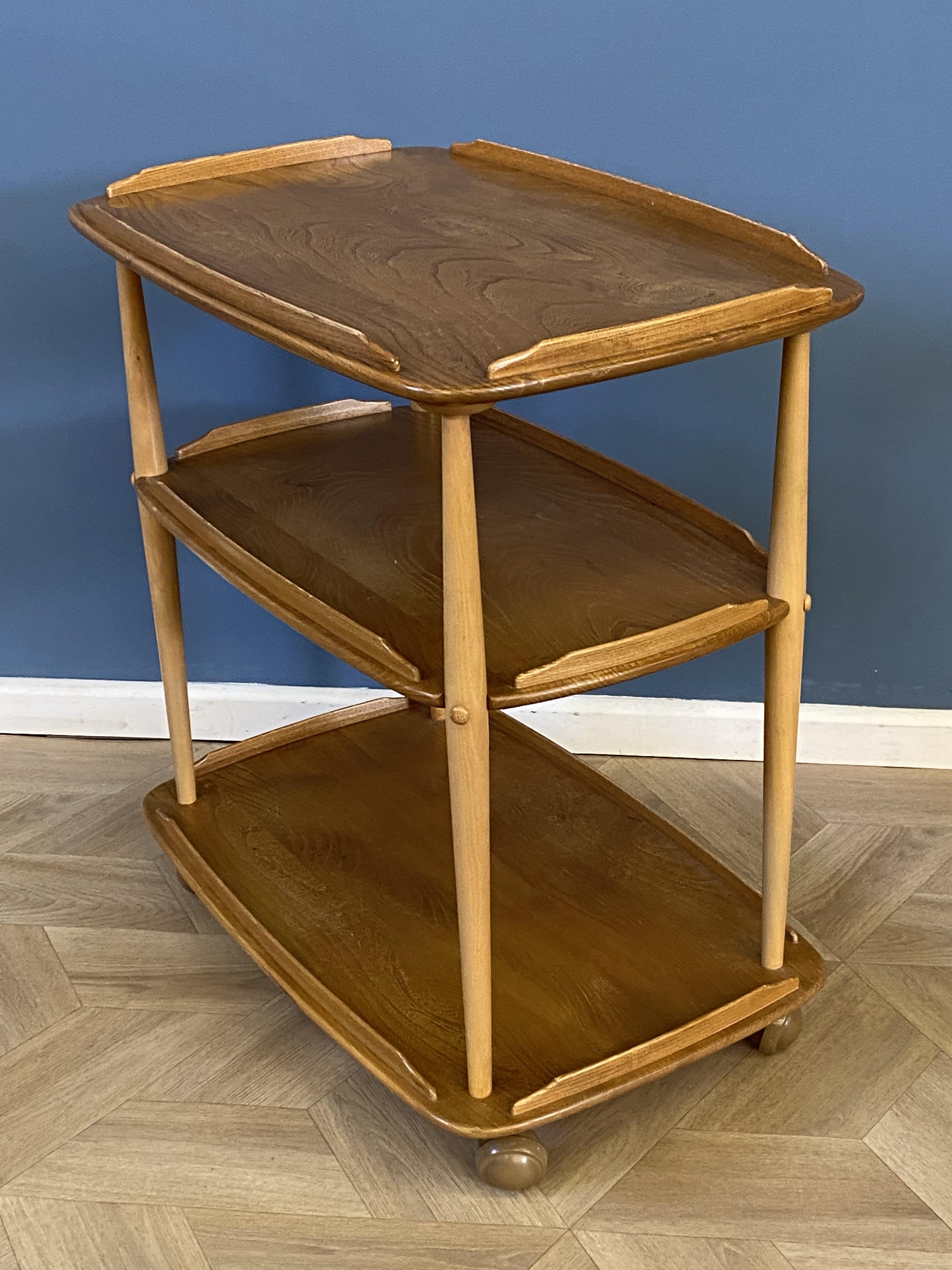 Ercol style three tier serving trolley - Image 3 of 5