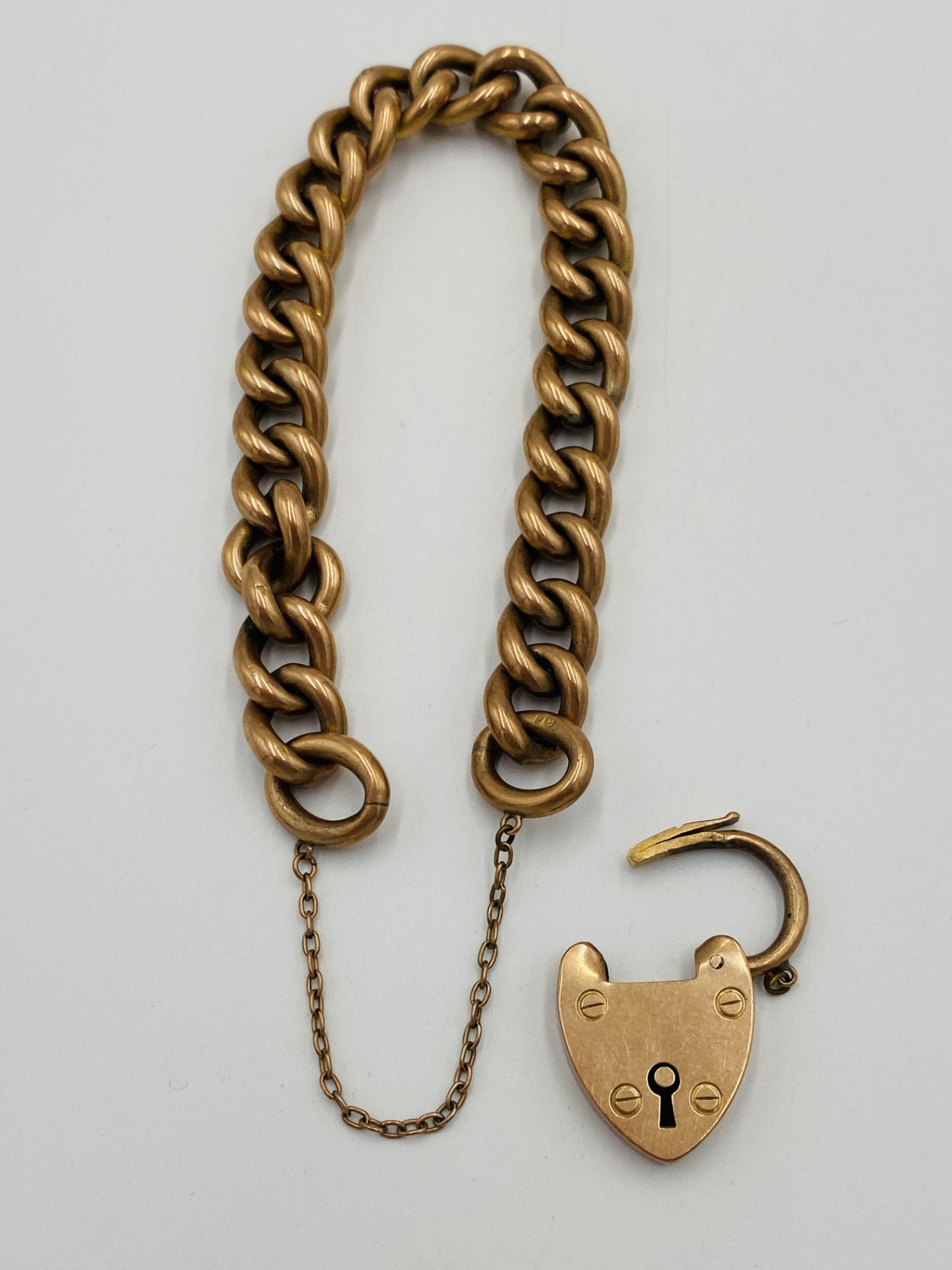9ct gold bracelet with 9ct gold padlock charm - Bild 4 aus 4
