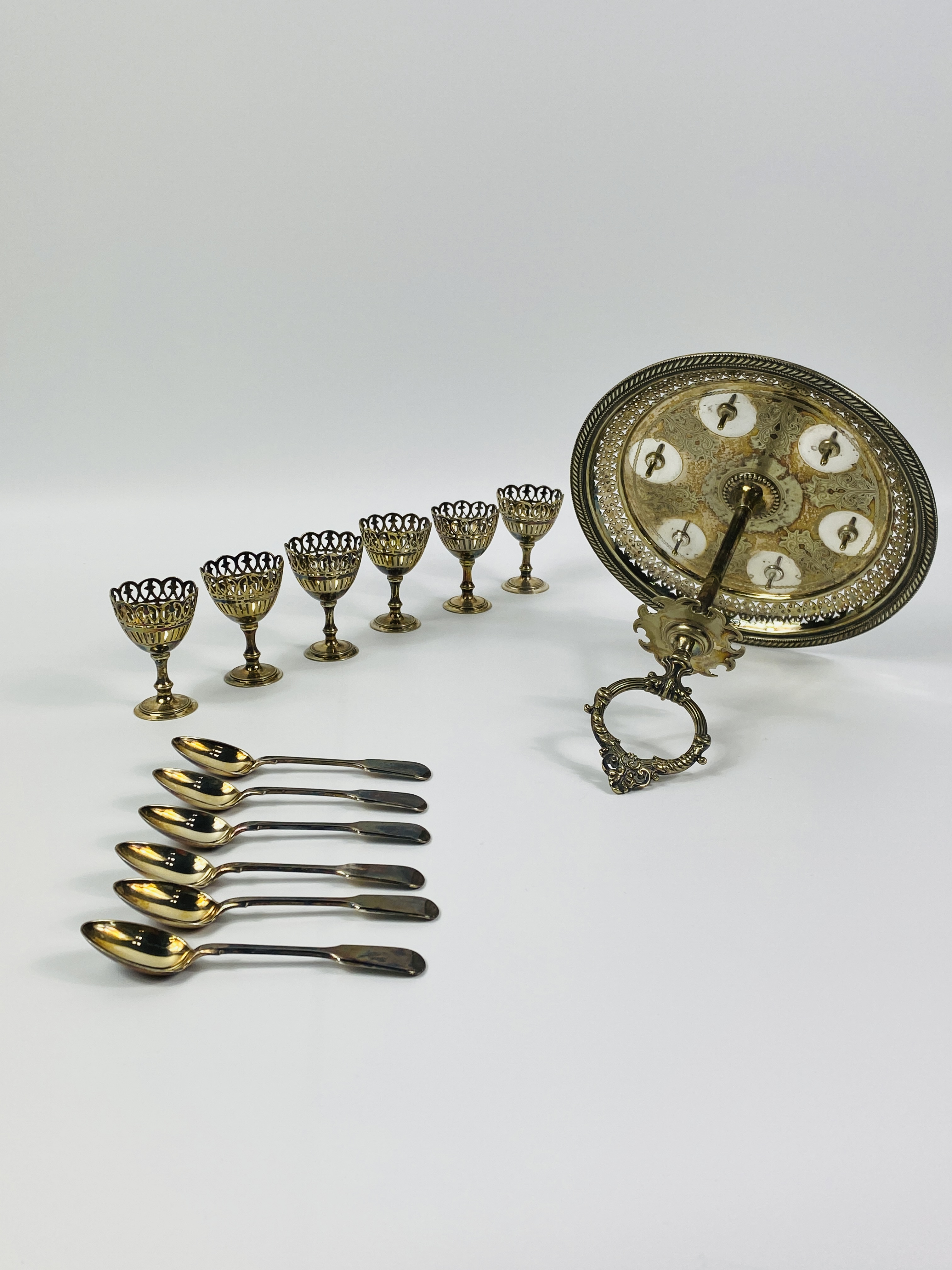 Canteen of silverplate cutlery together with an egg cup stand - Image 6 of 7