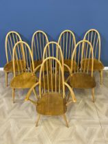 Set of eight Ercol dining chairs to include two carvers