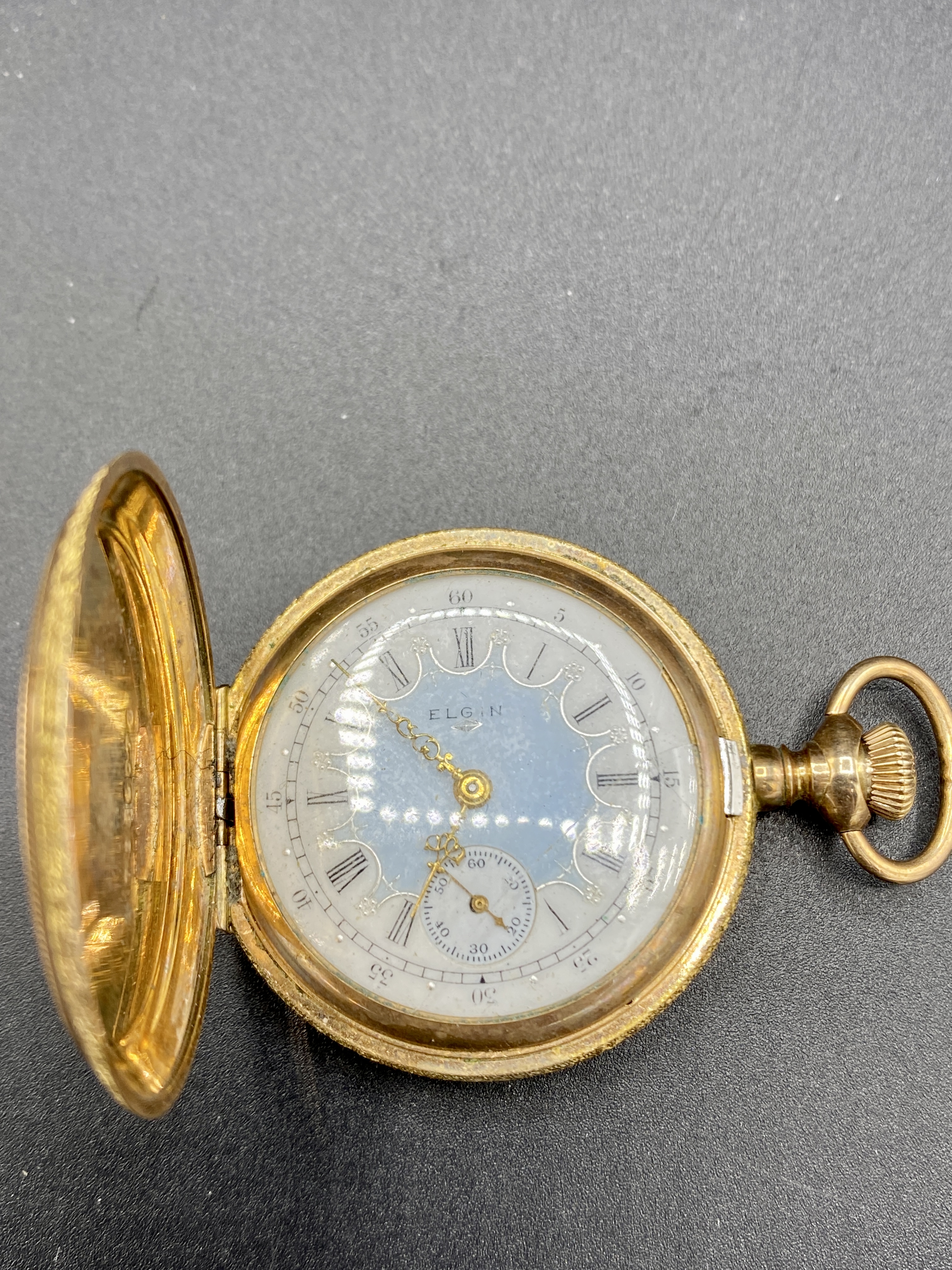 Elgin small gold plated case hunter pocket watch and two others - Image 4 of 8