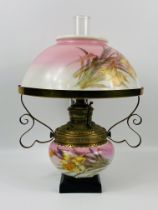 Victorian oil lamp later wired as a table lamp
