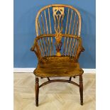 19th century elm country stick back elbow chair