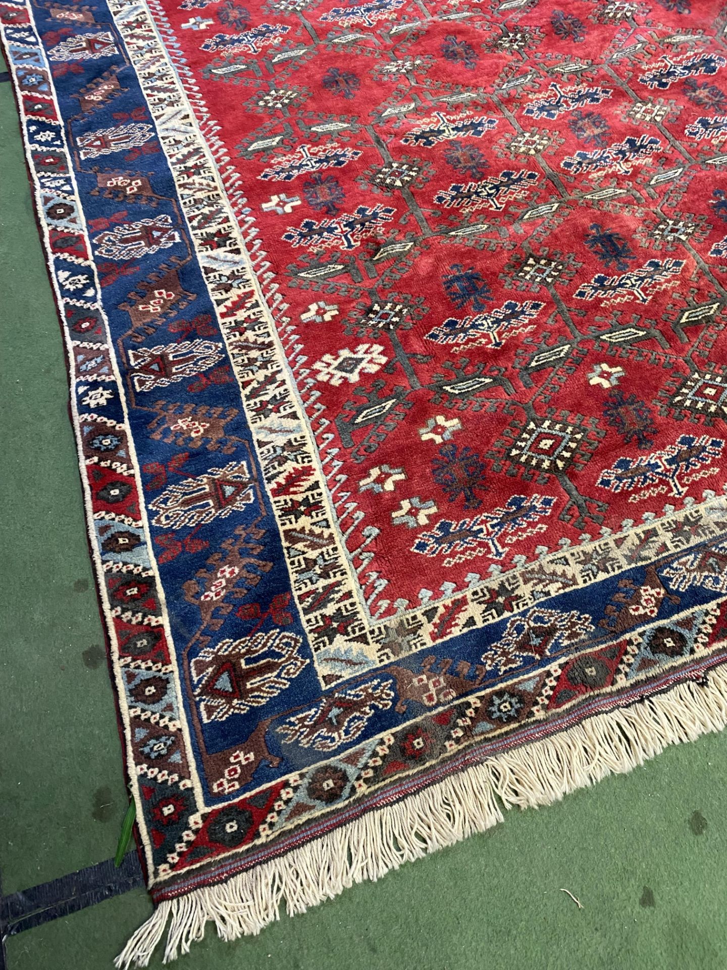 Turkish red ground wool carpet - Image 4 of 9