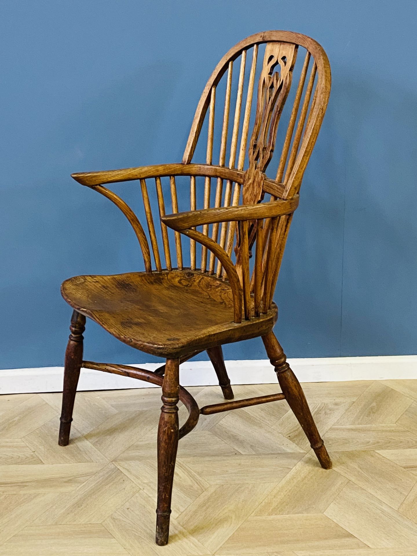 19th century elm country stick back elbow chair - Image 2 of 7