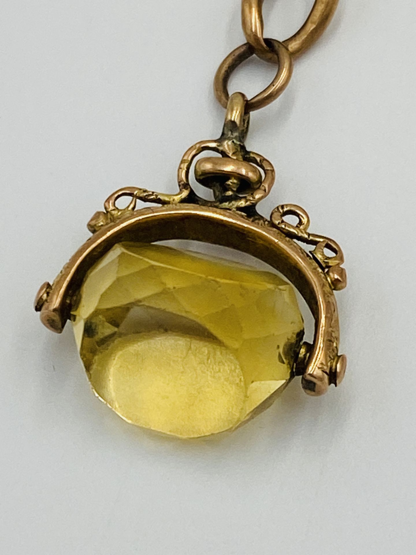 9ct gold fob chain with two fobs - Image 3 of 7