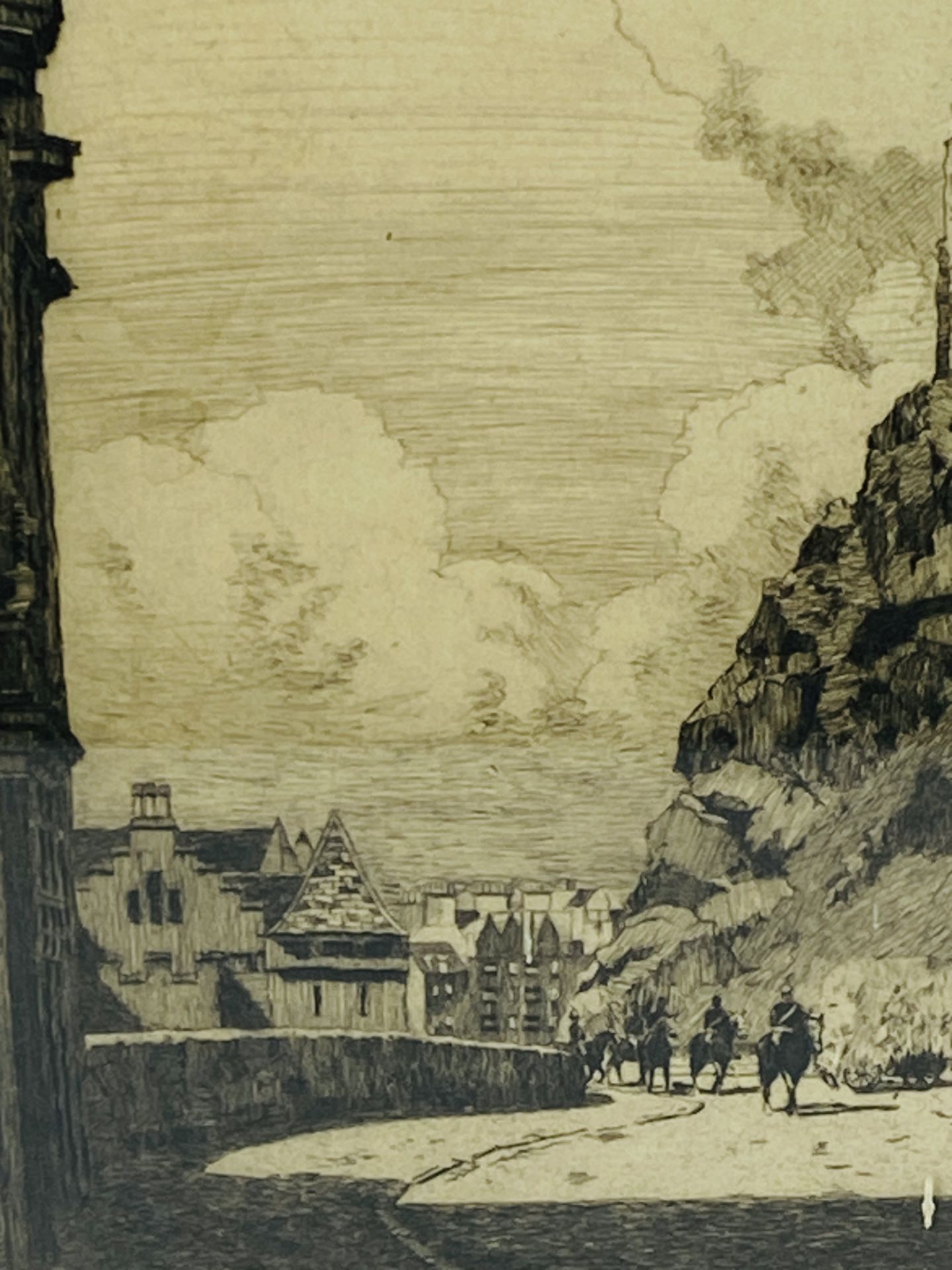 Framed and glazed etching of Edinburgh Castle - Image 4 of 6