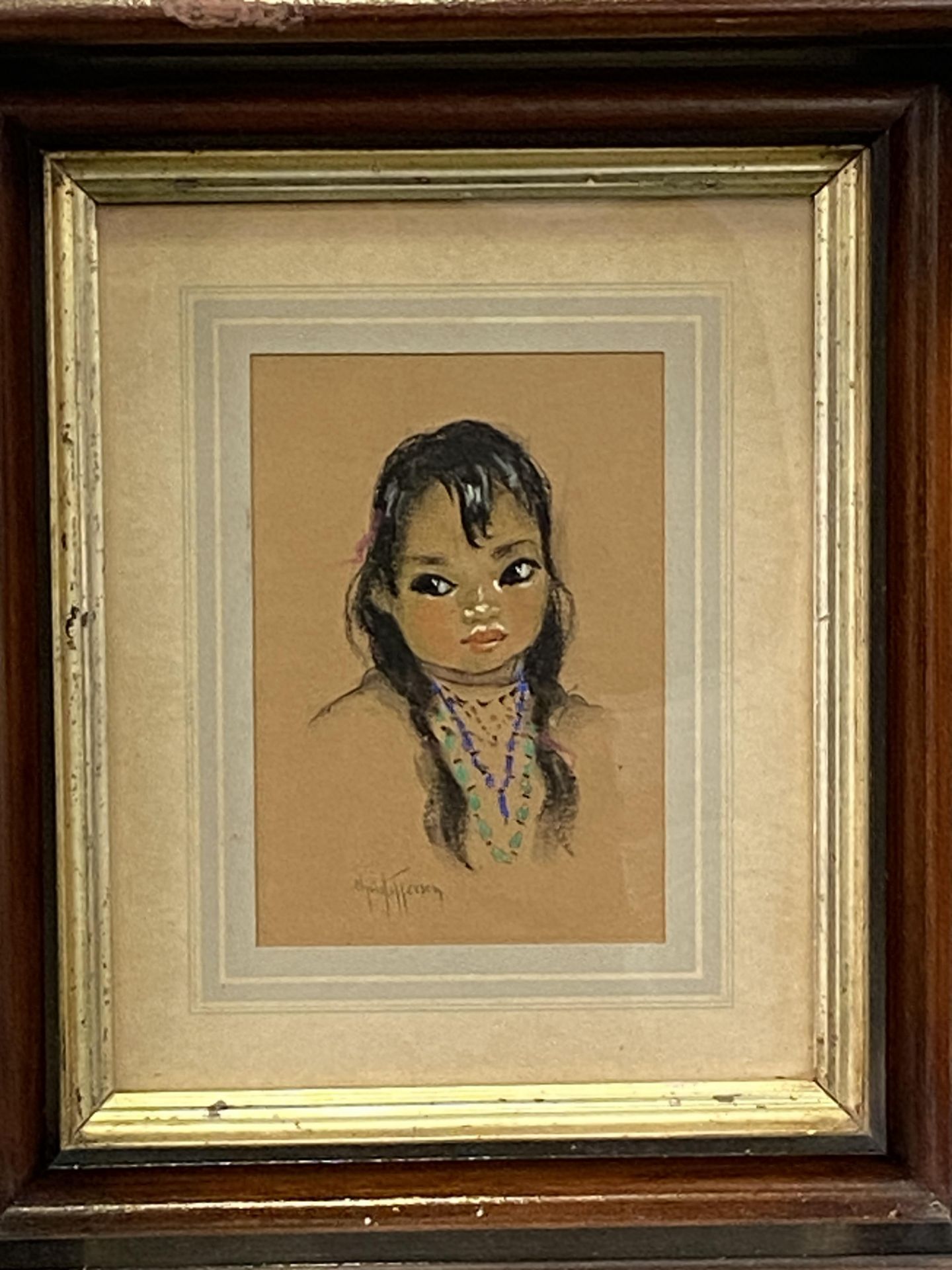 Framed and glazed pastel of a girl, signed Christofferson - Image 3 of 3