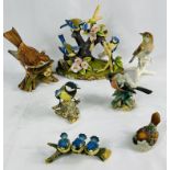 Quantity of porcelain birds
