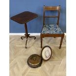 A mahogany side chair and wine table; together with a Victorian foot warmer