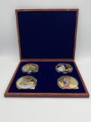 Four gold plated Statue of Liberty coins, each with Certificate of Authenticity