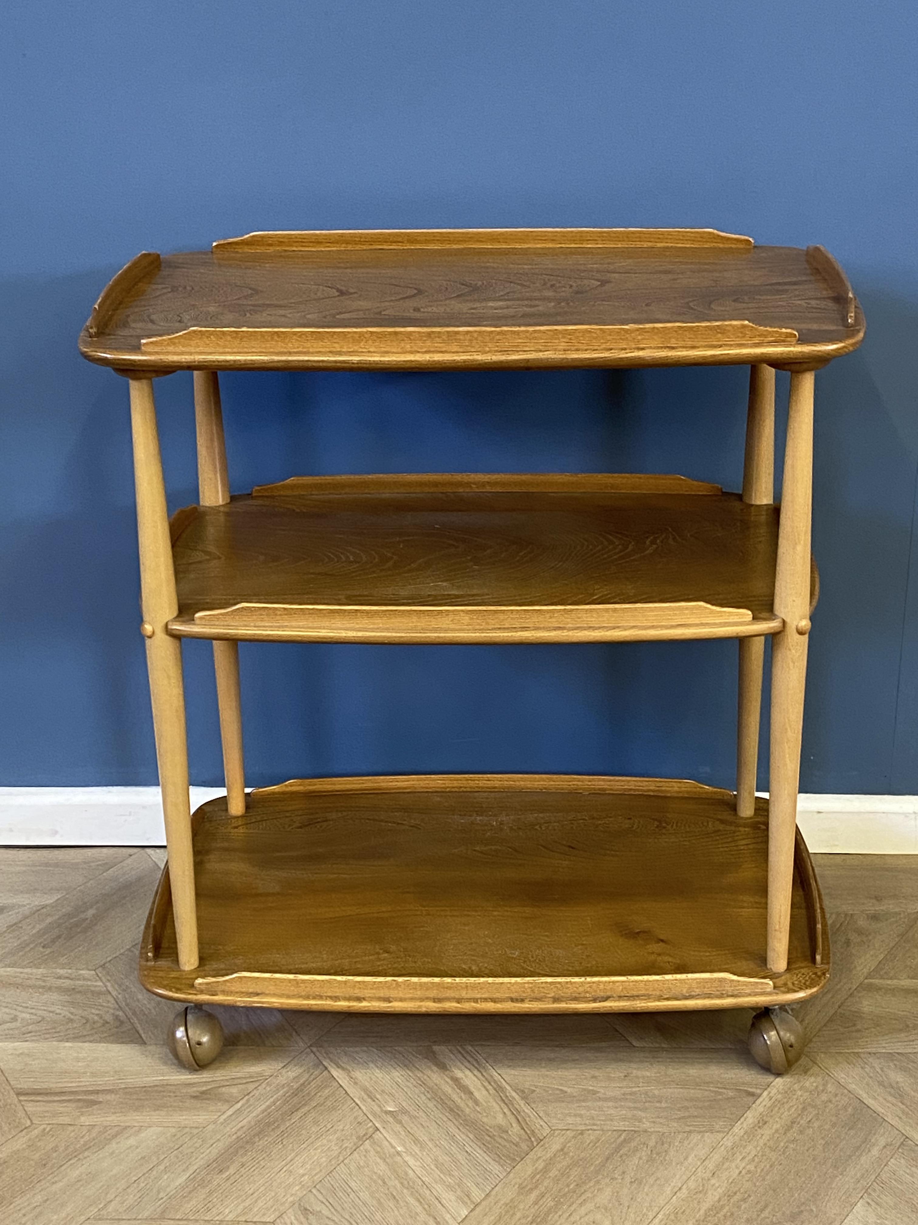 Ercol style three tier serving trolley - Image 4 of 5